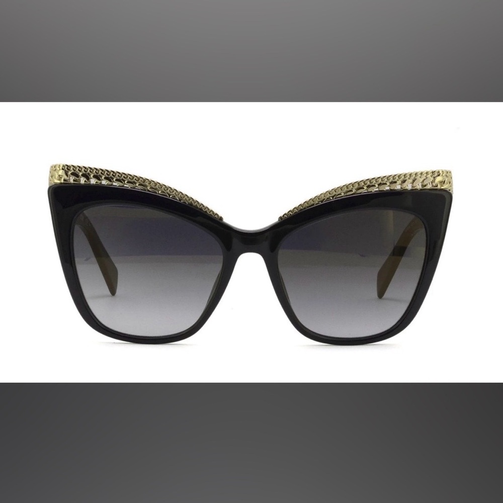 Moschino Elegant Black Sunglasses with Gold Trim